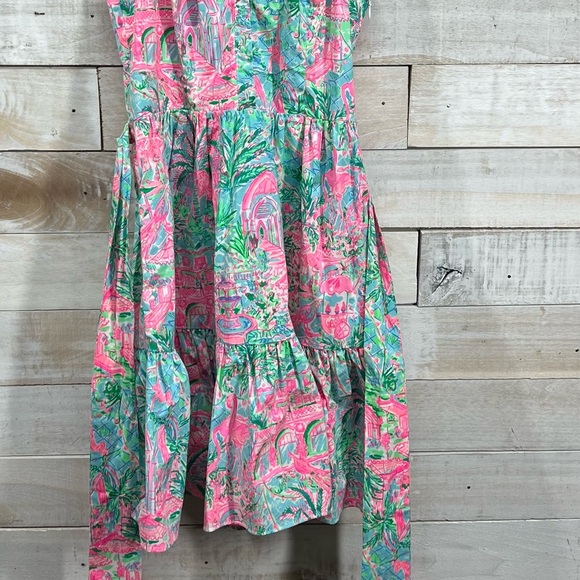 Lilly Pulitzer Dress Size 0 Pink Flamingo Halter Preppy Beach Coastal Fit Flare - Picture 4 of 16